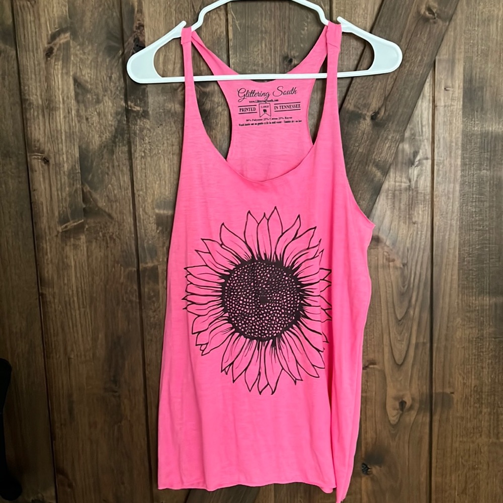 Pink sunflower racerback tank